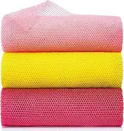 African Net Sponge Set - Authentic Exfoliating Body Scrubber for Shower, Long Stretch Wash Cloth - Red, Pink, Yellow, 3 Pack
