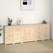 Sideboard 230x35x80 cm Solid Wood Pine,Rustic Pine Wood Sideboard Cabinet with Ample Storage for Modern Home Dining Furniture