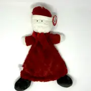 Santa Claus Christmas Lovey with Rattle Baby Demdaco Red Security Blanket