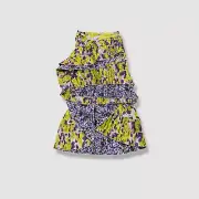 Dries Van Noten Women's Yellow Asymmetric Seda Fan Pleated Skirt Size 34