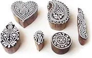 Royal Kraft Heart and Paisley Hand Made Designs Wooden Block Stamps (Set of 6)