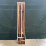 Wooden Chinese Chop Sticks Set with Holder Wedge In A Rice paper Box
