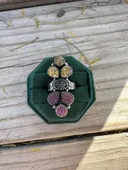 Beautiful Handmade Druzy And Sterling Silver Adjustable Ring
