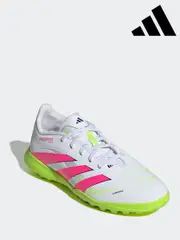 adidas White/Pink Kids Predator League Turf Boots (AG9988) | $115