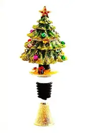 Christmas Tree Trinket Box & Bottle Stopper. Handmade with Swarovski Crystals.