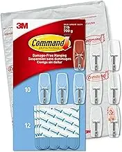 Command Medium Clear Wire Toggle Hooks,10 Hooks and 12 Command Strips, Damage Free Hanging Wall Hooks with Adhesive Strips, Adhesive Hooks for Hanging Christmas Decorations, Holds up to 0.91 Kg.