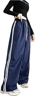 [Generic] Women's Casual Drawstring Elastic Waist Loose Wide Leg Pants Trousers