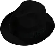 [LiuliuBull] Men's Fedora Hat Classical Felt Jazz Cap Brim Costume Party Headwear (Color : Black, Size : 57cm)