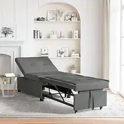 vidaXL Convertible Sofa Bed, Dark Grey Fabric Sleeper Lounge for Small Spaces, Foldable Futon Couch for Living Room