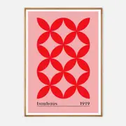 Galrie Bauhaus 1919 Geometric Red Art Print - Vintage Style Home Decor, Wood Frame, A3 30 x 42cm (12 x 16inch)