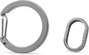 [EMERSPRING] Titanium Carabiner Keychain Clip, Circle Key Ring Holder, Quick Release Spring Key Chain with Keyrings or Ti Connector Links