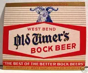 Old Timers Bock Beer Bottle Label West Bend Wis