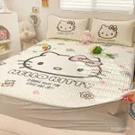 ⭐臺灣出貨免運⭐HELLOKITTY貓A類涼感絲乳膠涼席 涼席 涼墊 冰涼床墊 家用涼席 床笠三件套可機洗兒童防滑空調席