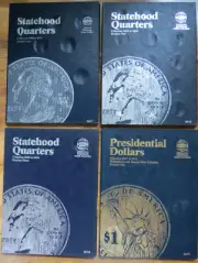 WHITMAN STATEHOOD QUARTERS FOLDER BOOKS 1-3 & Presidential Dollars Book