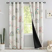 chiinvent Blackout Rainbow Curtains for Kids Cute Rainbow Room Darkening Window Curtains Decorative Cartoon Black Out Curtain for Girls Bedroom Nursery, C1, 52" x 63", 2 Panels (90% Blackout)