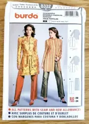 UNCUT Burda 8332 Sewing Pattern Semi- Fitted Jacket Tunic Pants SIZE 10-24