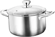 Generic Stainless Steel Soup Pot Pots for Cooking Stockpot with Lid Induction Pot Stainless Steel Stock Pot Steel Pot Serving Pots Soup Pot with Cover Cooking Pots with Lids Glass Silver