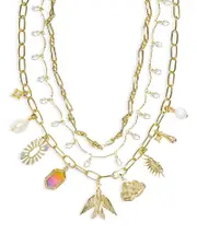 Kendra Scott Melody Mixed Charm Layered Statement Necklace in Gold Tone, 15