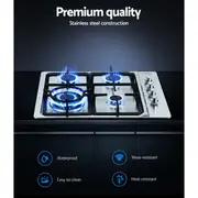 Devanti Gas Cooktop 60cm Stove Hob Silvir