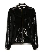 sequined pilot jacket M Black/White