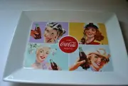 NEW DRINK COCA-COLA IN BOTTLES Rectangle PLATTER Retro Girl Advertising