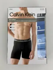 New Calvin Klein Men's M Underwear Microfiber Boxer Brief 4-PACK Blue Shades