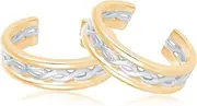[Generic] Adjustable Wide Women's Braid Triple Stack Toe Ring 14k Two Tone Gold Plated 925 Silver, Metal, No Gemstone