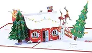 Pop Up Christmas Cards 3D Chirstmas Gift Cards with Envelope for Xmas (House and Tree)