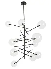 Aksel 12 Light Pendant in Black with Clear Glass