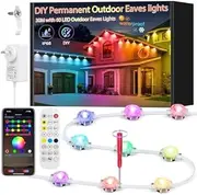 Permanent Outdoor Lights, Can DIY Smart RGB+IC eave Light, 60M with 120 LED Eaves Lights, IP67 Waterproof, for Halloween Decorations, Christmas (60M)