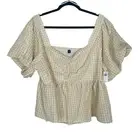 Old Navy plus size sweetheart neckline checkered gingham peplum top size 3X cute