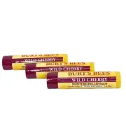 3 pack Burt's Bees Moisturizing Lip Balm Wild Cherry Flavor 0.15 oz Chapstick