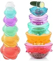 DeliOne Silicone Stretch Lids for Kitchen Food Storage – Durable, Reusable + Expandable Bowl Covers for Cup or Square Containers, Freezer, Microwave, and Dishwasher Safe