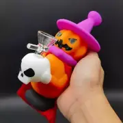 6.1inch Silicone Hand Pipe Pumpkin Wizard Hookah Smoking Pipes + 14mm Glass Bowl