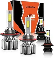 ENJOYAKOM Compatible for Ford F150 F250 F350 2004 2005 2006 2007 2008 2009 2010 2011 2012 2013 2014, High Low Beam Fog Lights Bulbs Combo 6500K White Plug-and-Play, Pack of 4