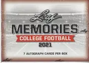 2021 LEAF MEMORIES COLLEGE FOOTBALL FACTORY SEALED HOBBY BOX