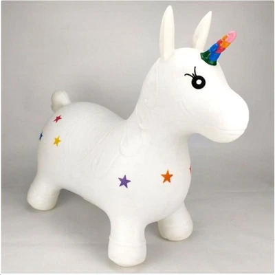 White Unicorn Inflatable Ride-On - Happy Hopperz