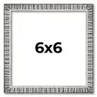 6x6 Frame Silver Picture Frame Modern Photo Frame UV Acrylic, Acid Free no Mat