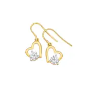 9ct Gold Cubic Zirconia Hook Drop Earrings in Clear