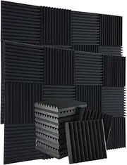 24PCS Soundproof Panels, Shock Proof Sound Insulation Foam Sheets, Sound-Absorbing Cotton Resistance Triangular Grooves, Upgraded Sound Insulation High Density Boards Sound Absorbing for Office, Home