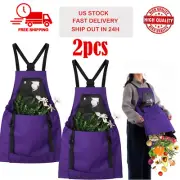 2 Pack Waterproof Bib Apron Adjustable Cooking Garden Apron with Release Pockets