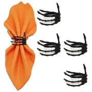 Halloween Napkin Ring Set 4Pcs Napkin Holder Rings black Modern Skeleton Claw
