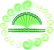 [JBINNG] 54 Pieces Set Acrylic Ear Stretching Kit Tapers Plugs Silicone Tunnels Gauges Expande (Green), Acrylic, Acrylic