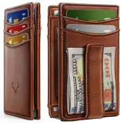 Magnetic Closure Slim Wallet-Genuine Leather Front Pocket Wallet for Men,RFID...