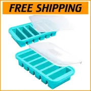 Durable Aqua 1/2 Cup Silicone Freezer Trays - Perfect for Storing Soups & Sauces