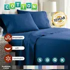 Bed Sheet Set Natural Organic Cotton 2000TC Ultra Soft Single/Double/Queen/King