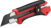 HAUTMEC 25mm Extra Heavy-Duty Utility Knife, Multi-Purpose Snap-off Box Cutter, Ratchet-lock Mechanism, Reinforced Fiberglass Handle HT0250