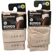 4 PACK BRAND NEW SIZE 14 LADIES BONDS BEIGE SEAMLESS MIDI BRIEFS