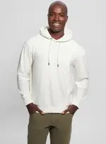 GUESS White Bonded Velvet Hoodie Jumper Size: 2XL, Elastane