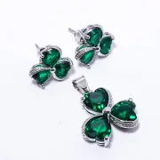 Chrome Diopside Gemstone 925 Sterling Silver Pendant Set 0.47" PS19